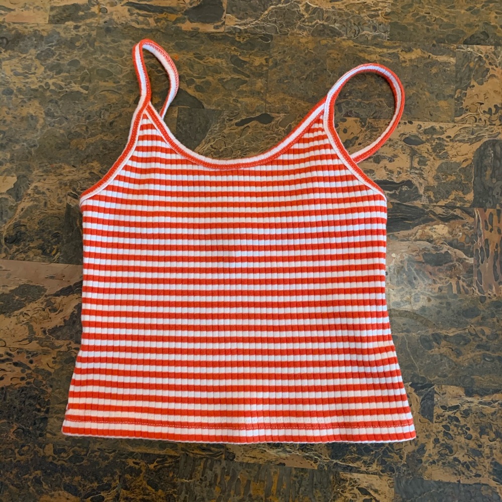 Orange & White Topshop Crop Top